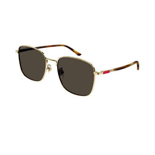 Gucci GG1350S Men's Gold Square Sunglasses – Brown Nylon Lenses | Full-Rim Metal Frame