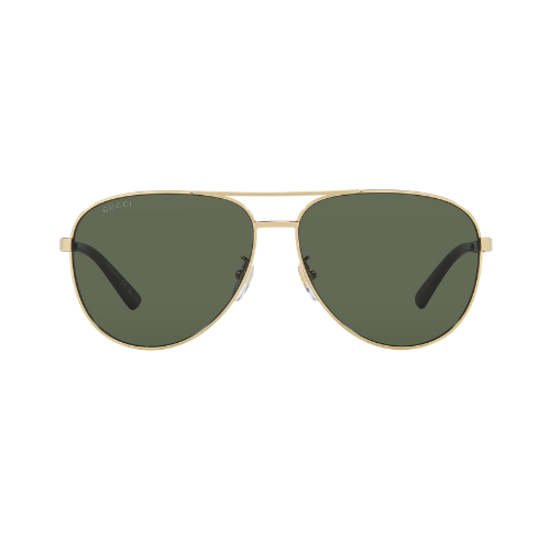 Gucci GG1233SA Gold Pilot Sunglasses – Green Lenses with Double G Emblem