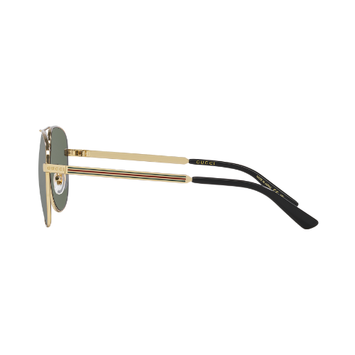 Gucci GG1233SA Gold Pilot Sunglasses – Green Lenses with Double G Emblem