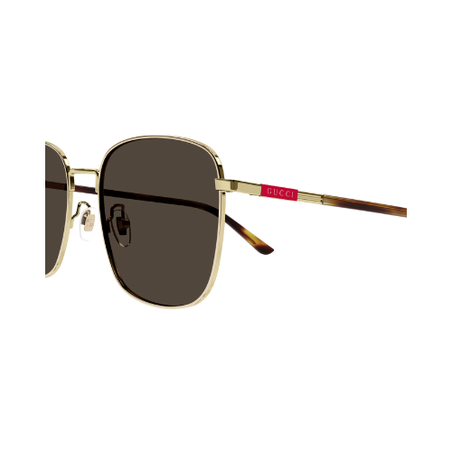 Gucci GG1350S Men's Gold Square Sunglasses – Brown Nylon Lenses | Full-Rim Metal Frame