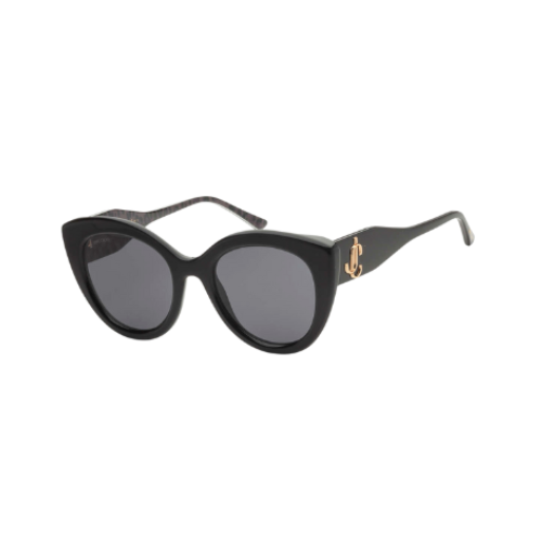 Jimmy Choo LEONE/S 1EI IR Cat-Eye Sunglasses – Black/Grey Frame with Grey Lenses